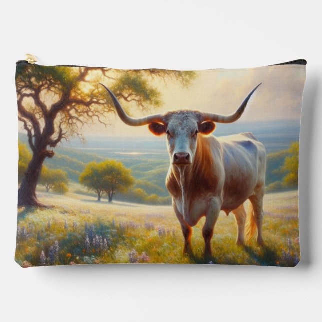 Spring Texas longhorn cow  Accessory Pouch (Front)