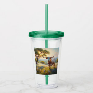 Spring Texas longhorn cow  Acrylic Tumbler