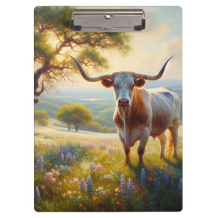 Spring Texas longhorn cow Clipboard
