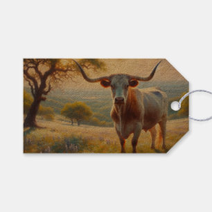 Spring Texas longhorn cow Gift Tags