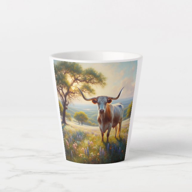 Spring Texas longhorn cow  Latte Mug (Front)