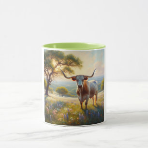 Spring Texas longhorn cow Mug