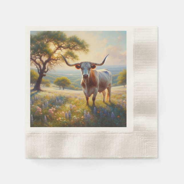 Spring Texas longhorn cow  Napkin (Front)
