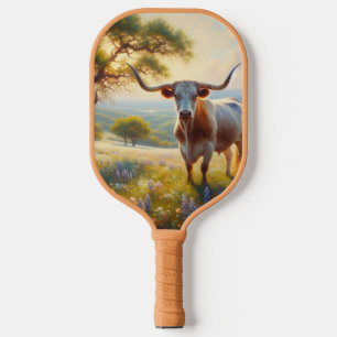 Spring Texas longhorn cow Pickleball Paddle