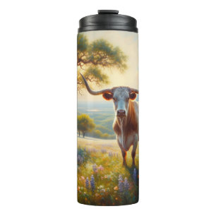 Spring Texas longhorn cow Thermal Tumbler