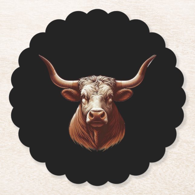 Spring Texas longhorn Paper Coaster (Front)