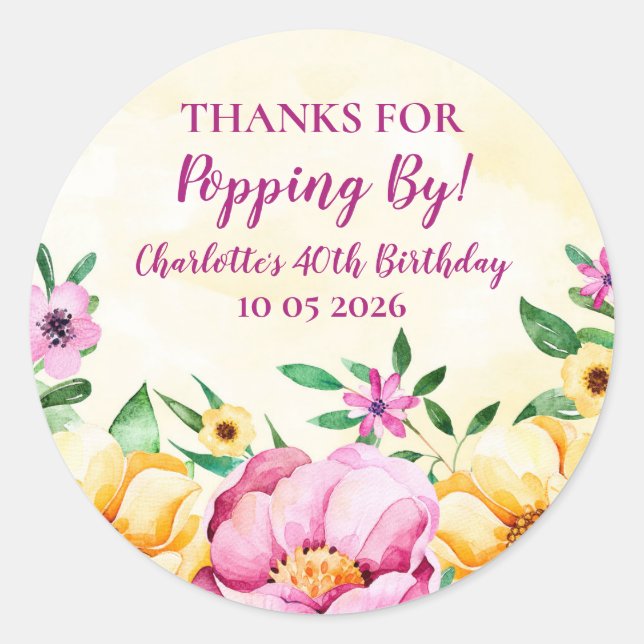 Spring Thanks for Popping By Birthday Tag (Front)