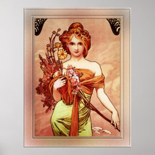Spring The Golden Beauty by Alphonse Mucha Poster