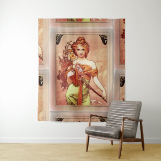 Spring The Golden Beauty by Alphonse Mucha Tapestry