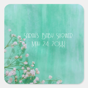 Spring Theme Babies in Bloom Twins Baby Shower Square Sticker