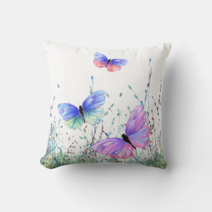 Spring Throw Pillow Colourful Butterflies Flying