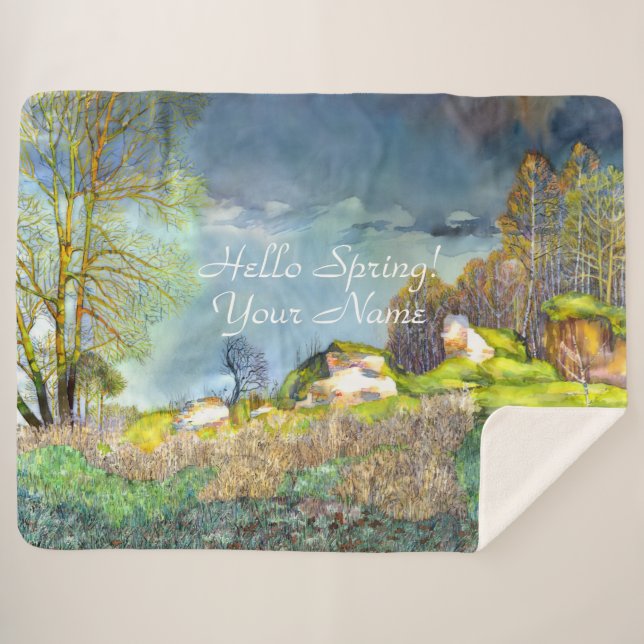 Spring thunderstorm painting Sherpa Blanket (Front (Horizontal))