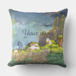 Spring thunderstorm painting  Watercolor Cushion