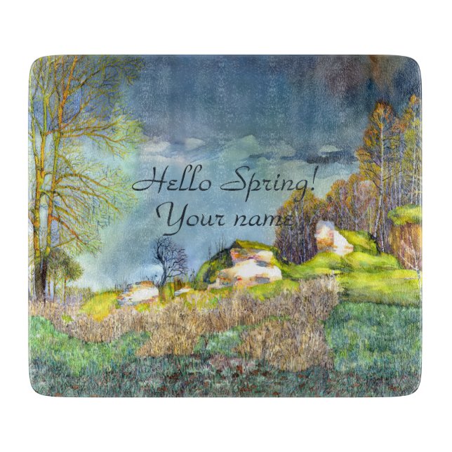 Spring thunderstorm painting  Watercolor Cutting Board (Front)