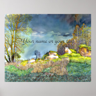 Spring thunderstorm painting Watercolor Poster