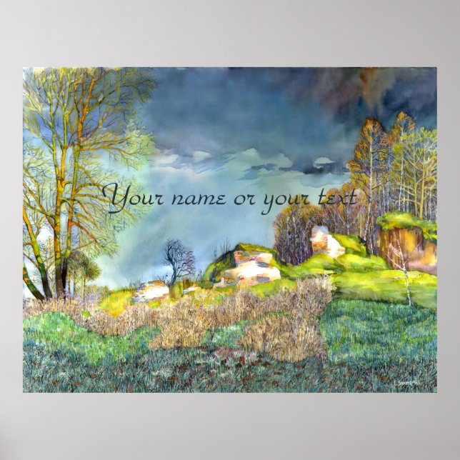 Spring thunderstorm painting  Watercolor Poster (Front)