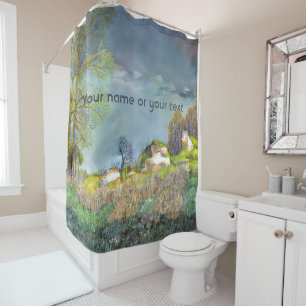 Spring thunderstorm painting  Watercolor Shower Curtain