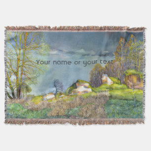 Spring thunderstorm painting Watercolor Throw Blanket