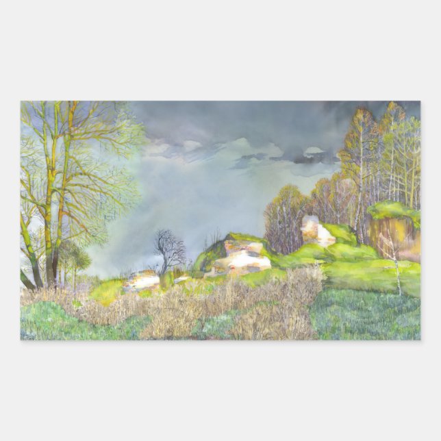 Spring thunderstorm rectangular sticker (Front)