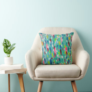 Spring Time Blues Abstract Art Cushion