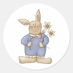 Spring Time · Easter Bunny with Flowers Classic Round Sticker