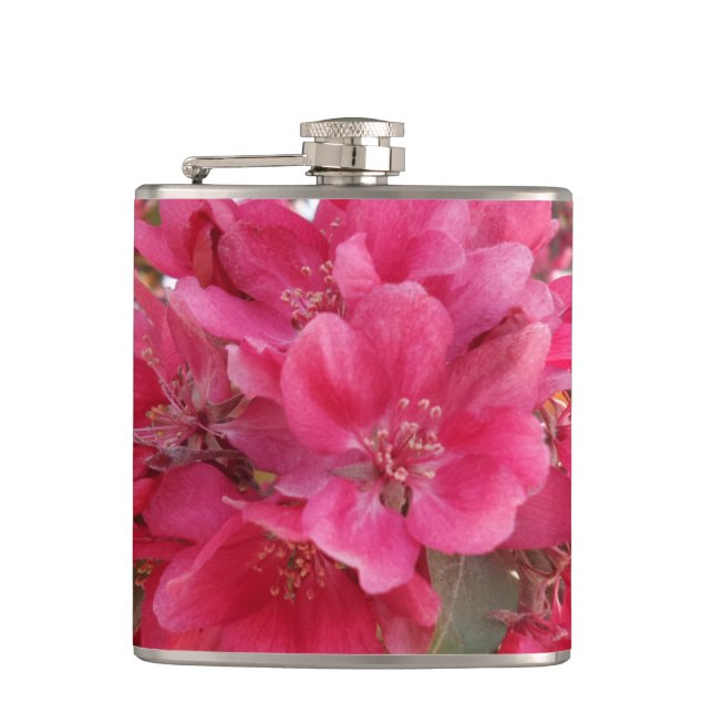 Spring Time Flower Vinyl Wrapped Flask (Front)