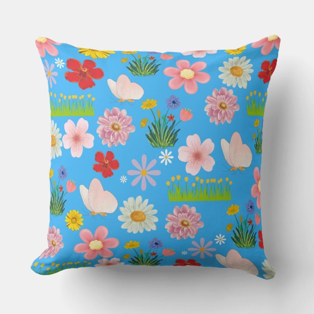 Spring Time Flowers and Fields Cushion (Front)