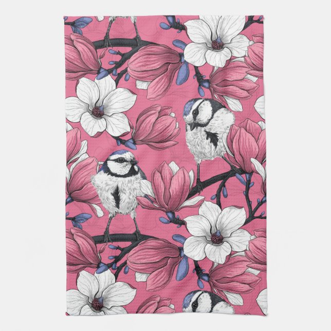 Spring time in pink tea towel (Vertical)