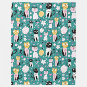 Spring Time Kitty Fleece Blanket