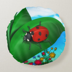 Spring Time Lady Bug Round Cushion