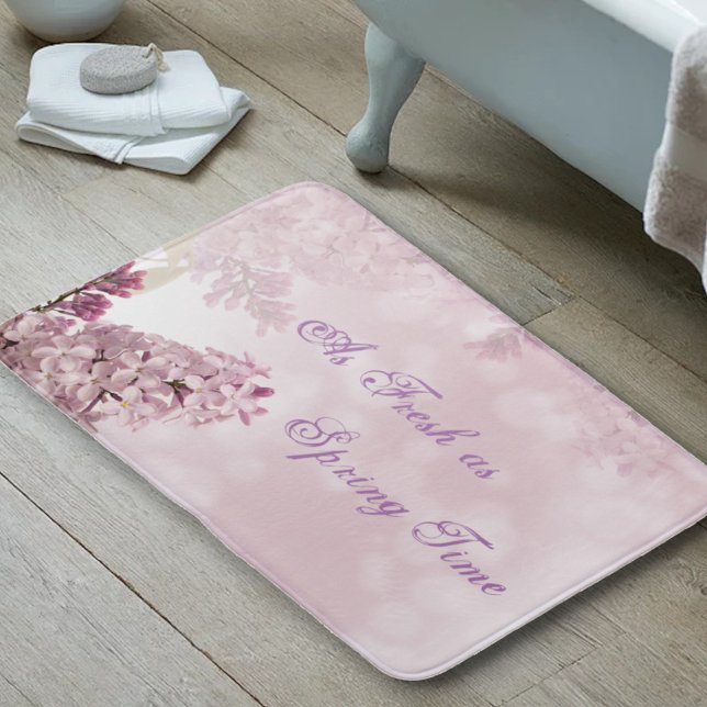 Spring Time Lilac Blossom Soft Pink Flower Bath Mat (Creator Uploaded)