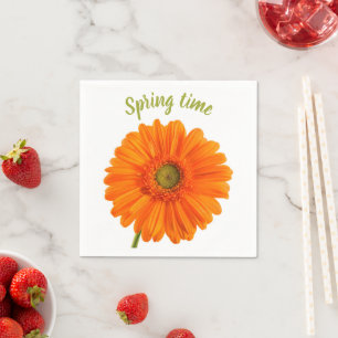 Spring time orange flower photo with text napkin