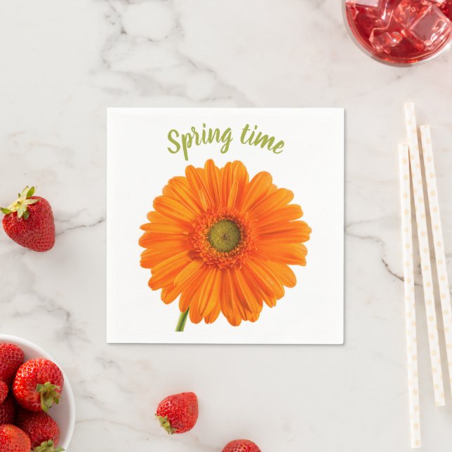 Spring time orange flower photo with text napkin (Insitu)