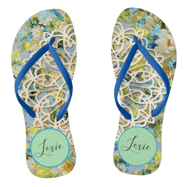 Spring Time Personalised Flowery  Thongs (Footbed)