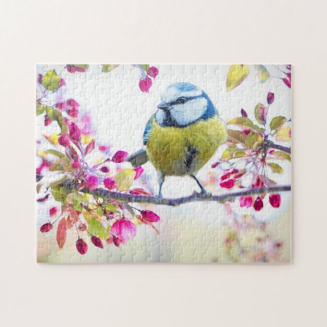 Spring Tit Bird Spring Blue Nature Branch Jigsaw P Jigsaw Puzzle (Horizontal)