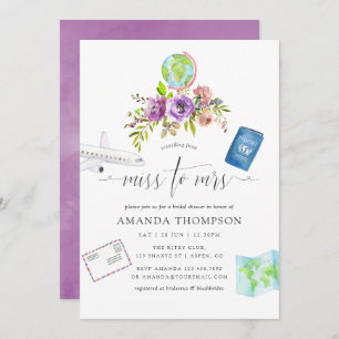 Spring Travelling From Miss To Mrs Bridal Shower Invitation