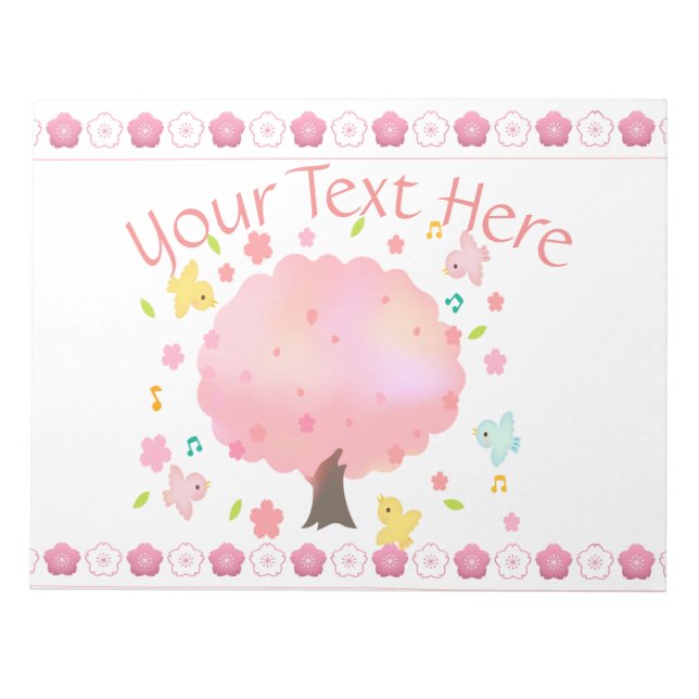 Spring Tree & Birds Custom Notepad (Front)