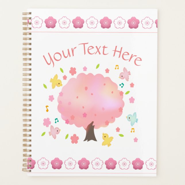 Spring Tree & Birds Custom Planner (Front)