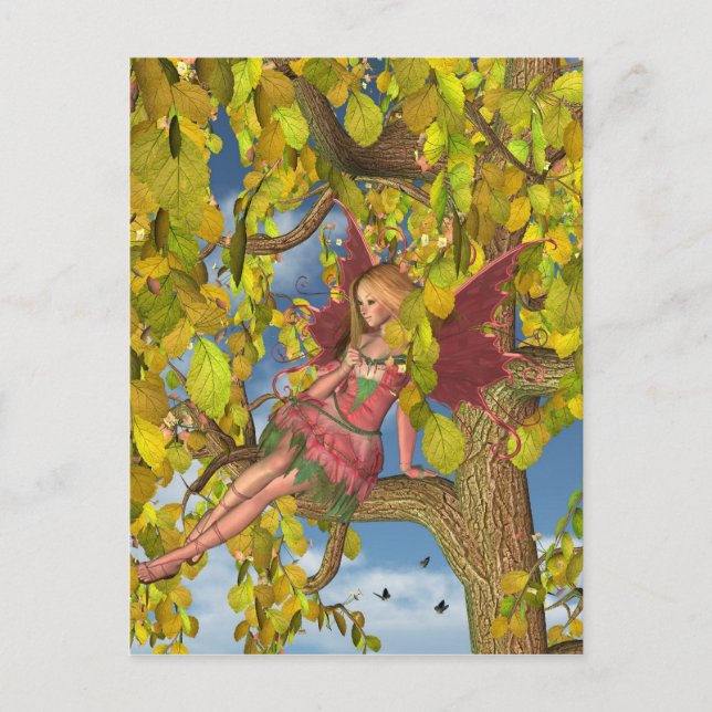 Spring Tree Blossom Fairy Postcard (Front)