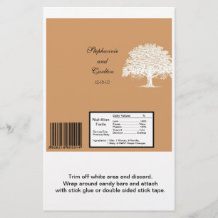 Spring Tree Brown/White Wedding Large Bar Wrapper