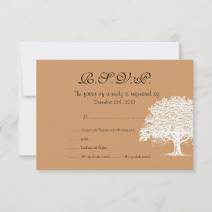 Spring Tree Brown/White Wedding RSVP Card