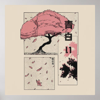 Spring tree design foil prints