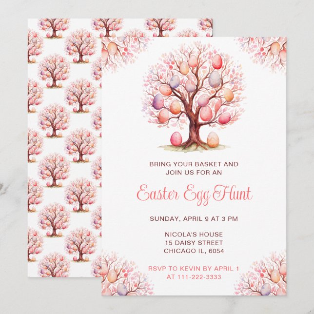 Spring Tree Easter Egg Hunt Invitation (Front/Back)