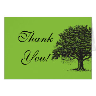 Spring Tree Green/Black Folded Thank You Card