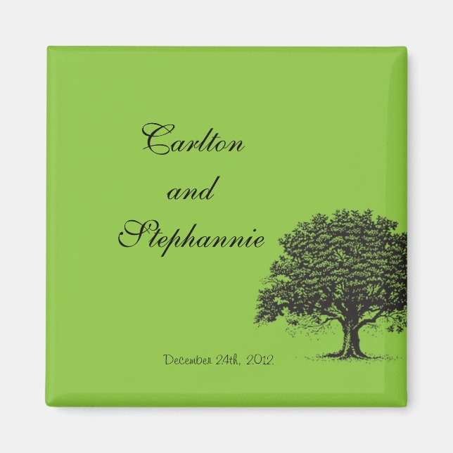 Spring Tree Green/Black Magnet Favour (Front)