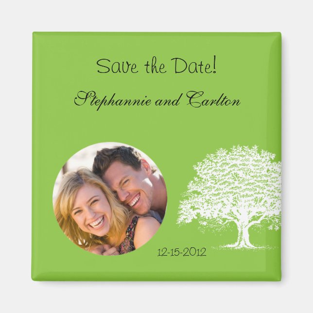 Spring Tree Green/White Announcement Magnet (Front)