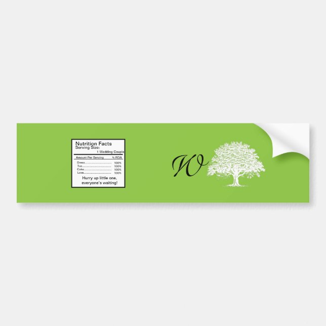 Spring Tree Green/White Wedding Water Bottle Label (Front)