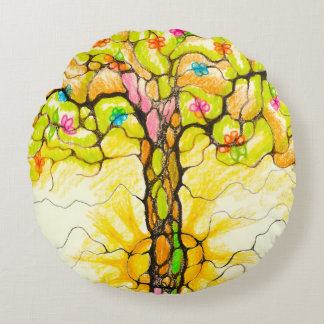 Spring tree round cushion