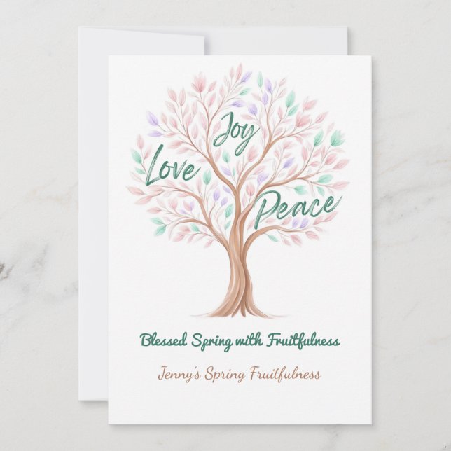 Spring Tree with Scripture – Personalised Easter Holiday Card (Front)