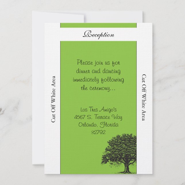 Spring Treee Green/Black Wedding Reception Card (Front)